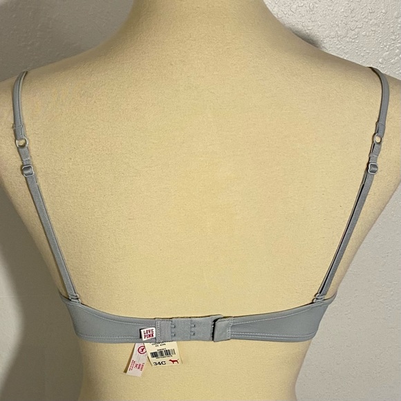 2 PINK Victoria’s Secret T Shirt Demi Bras Size 34C Pink Leopard Print & Gray - Picture 10 of 13